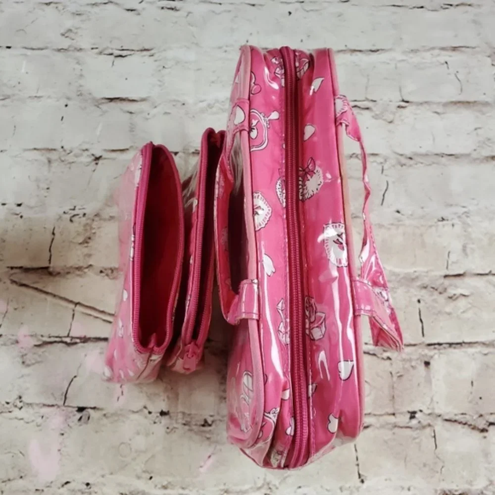 Travel Bag Bundle 3 Pink White Makeup Heart Cosmetic Bag Gym Getaway Sleepover